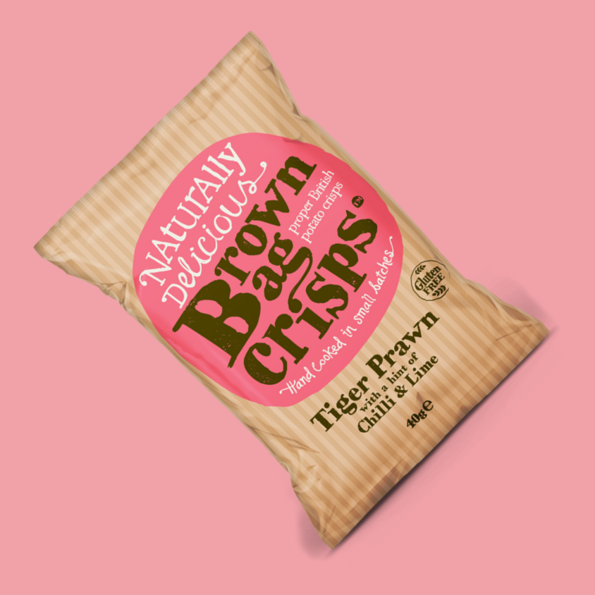 Brown Bag Crisps Tiger Prawn Chili & Lime 20 x 40g