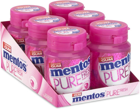 Close-up of Mentos Bubble Fresh 6 x 70g (35pcs) pack showing stacked green tubes, product name and mint bubble design on each tube