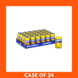 Box of 24 Fanta Lemon 330ml cans (GB) showing bright yellow packaging with Fanta logo and lemon image