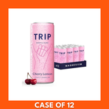 TRIP Mind Cherry Lemon 12×250ml — pack of twelve 250ml cans with red cherry and yellow lemon artwork and TRIP logo