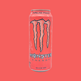 Chilled Monster Pipeline Punch cans with condensation and bright packaging.