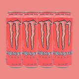 Monster Pipeline Punch can surrounded by tropical fruits: passionfruit, orange, and guava.