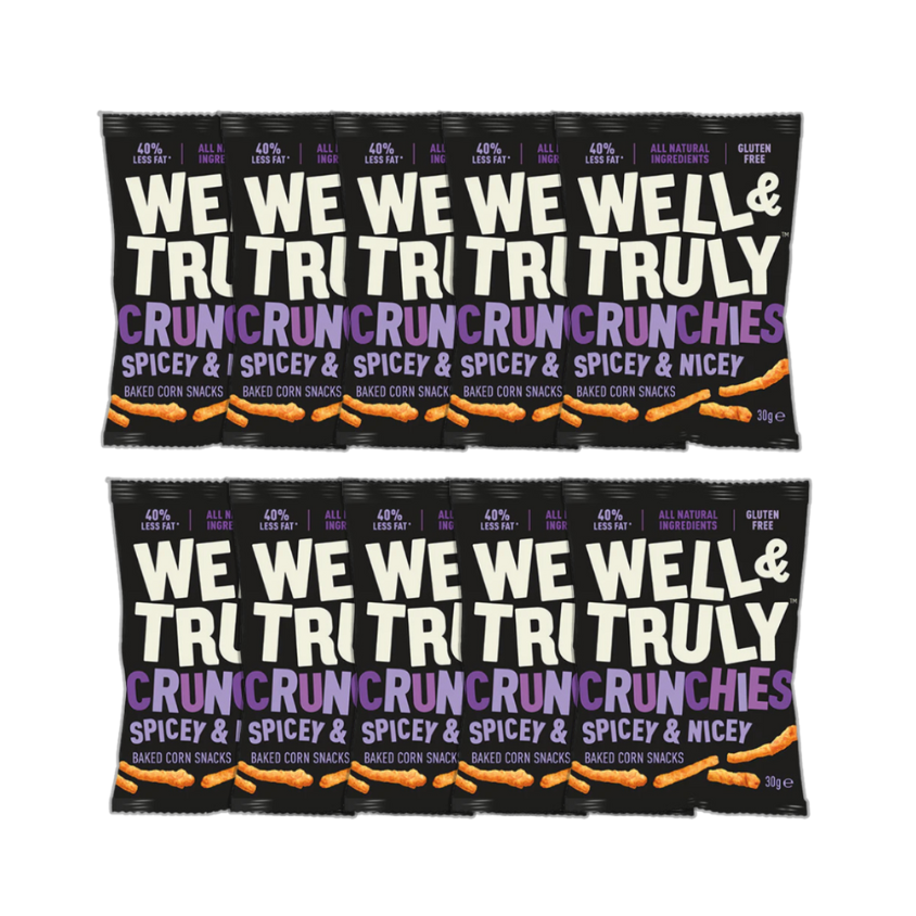 Well & Truly Crunchies Spicy & Nicey 10 x 30g by Well & Truly