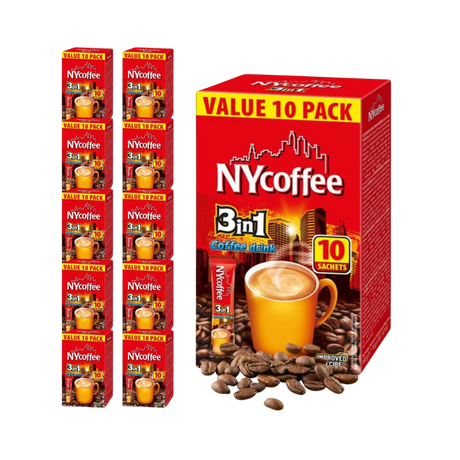 NY Coffee 3 in 1 With Sugar x 10 - 200 Cases (Pallet Buy). £7.90 per case of 10.