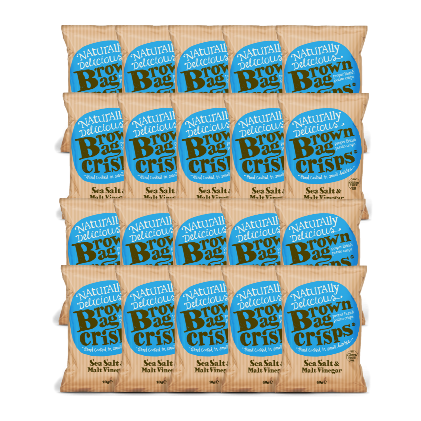 Brown Bag Crisps Sea Salt and Malt Vinegar 20 x 40g