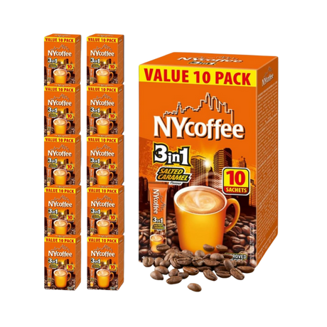 NY Coffee Salted Caramel 3 in 1 x 10 - 200 Cases (Pallet Buy). £7.90 per case of 10.