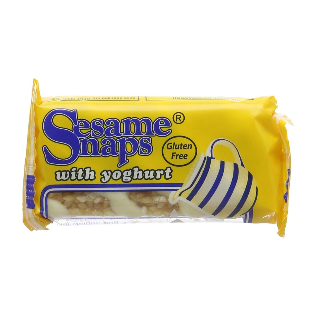 Yoghurt coated sesame seed bars individually wrapped