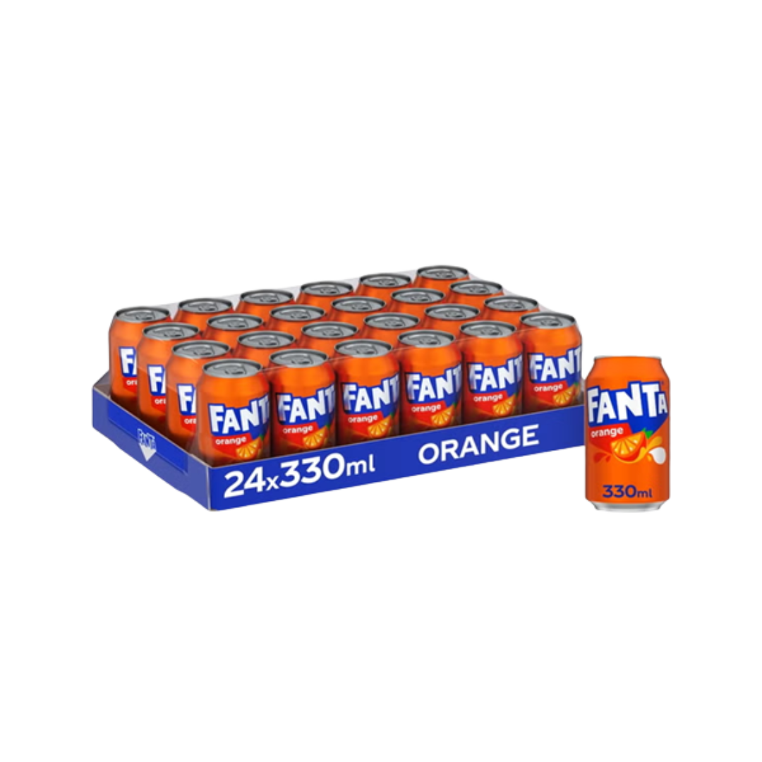 Front view of a single 330 ml Fanta can with logo visible

