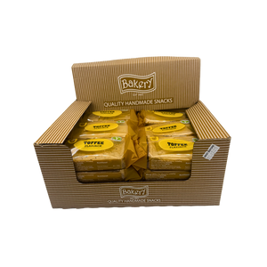Single RJ Toffee Flapjack 125g unwrapped showing glossy toffee layer over oat base