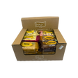 Six RJ Cereal Bars flavours arranged in a row: white chocolate, raspberry, caramel, toffee, chocolate, bakewell