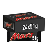Single Mars Bar 51g unwrapped showing nougat, caramel, and chocolate layers

