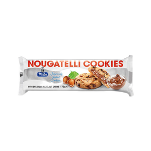 Close-up of Merba cookies showing creamy nougat center