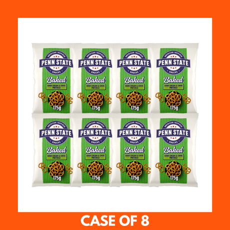 Penn State Sour Cream & Chive Pretzels 175g pack with green chive seasoning