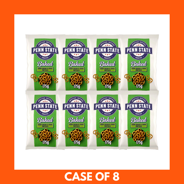 Penn State Sour Cream & Chive Pretzels 175g pack with green chive seasoning