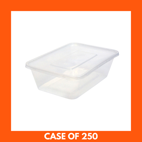 takeaway plastic containers stacked in bulk pack