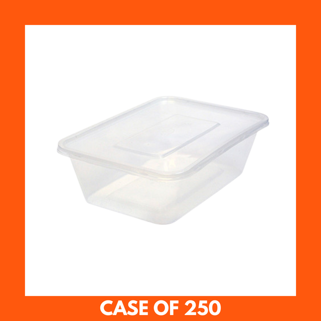 takeaway plastic containers stacked in bulk pack