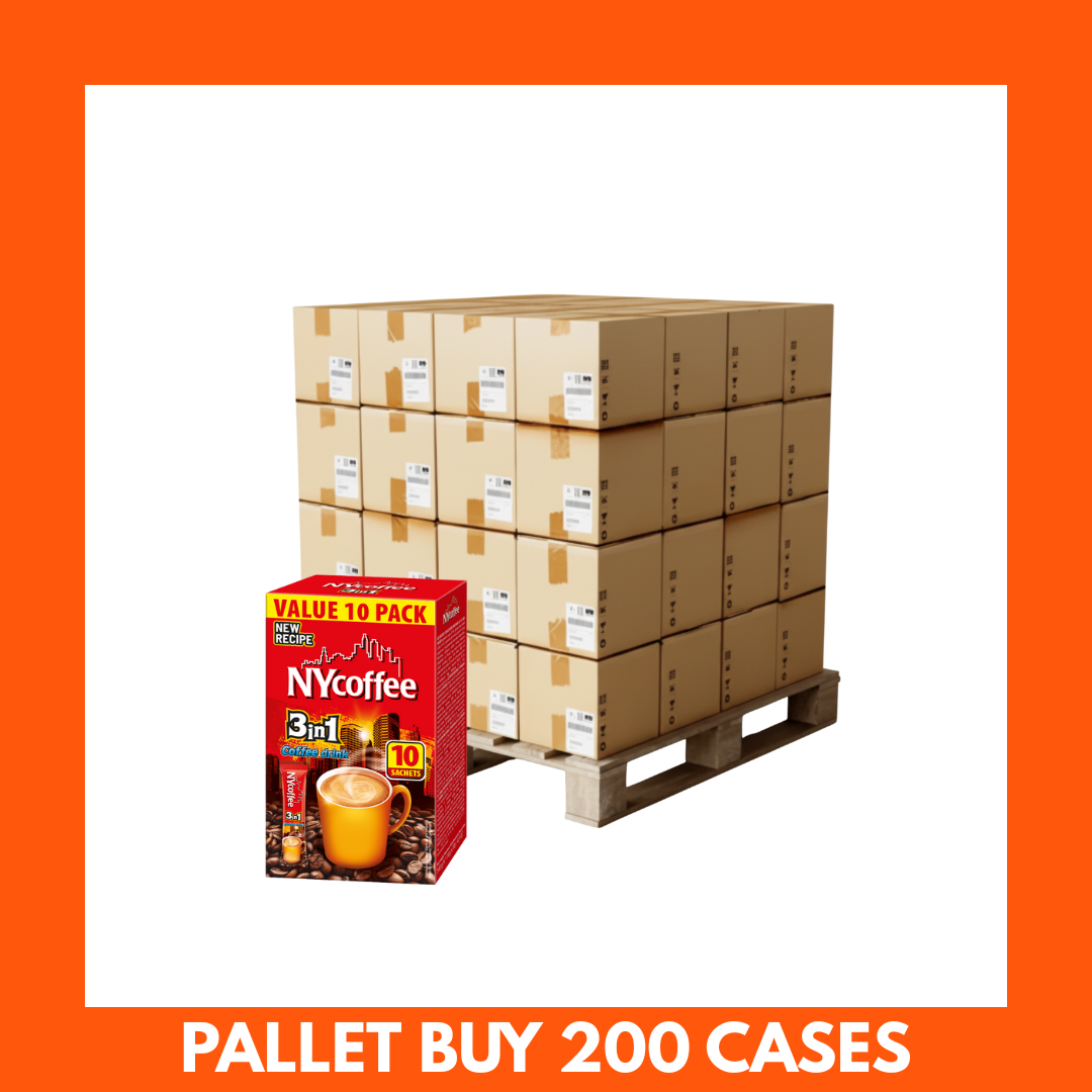 NY Coffee 3 in 1 With Sugar x 10 - 200 Cases (Pallet Buy). £7.90 per case of 10.