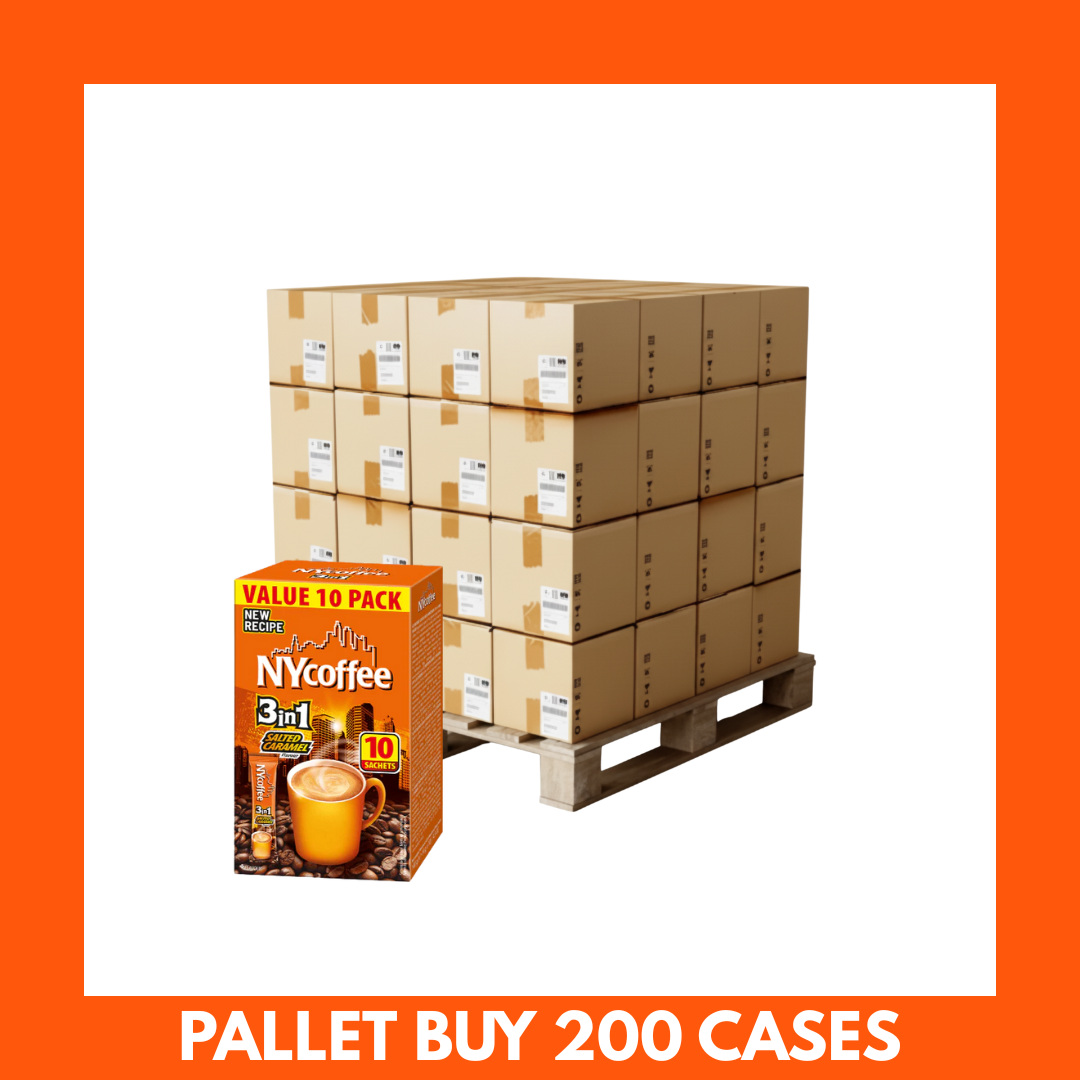 NY Coffee Salted Caramel 3 in 1 x 10 - 200 Cases (Pallet Buy). £7.90 per case of 10.