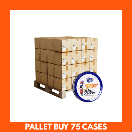 Brit Treat Danish Butter Cookies 340g tin with assorted golden biscuits