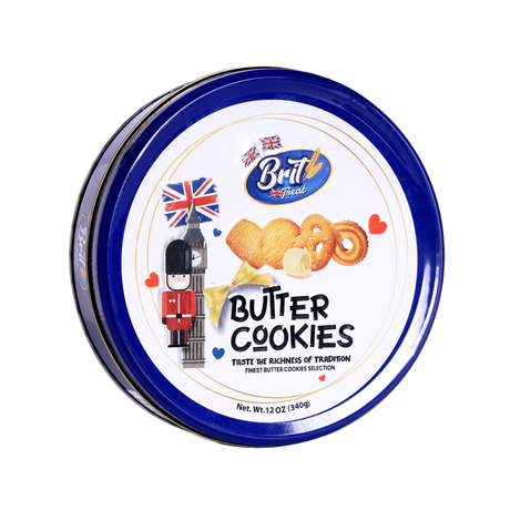 Close-up of buttery Danish cookies arranged on a white plate