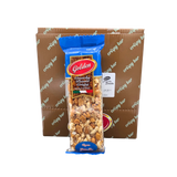 Stack of peanut crispy bars with caramelised texture visible