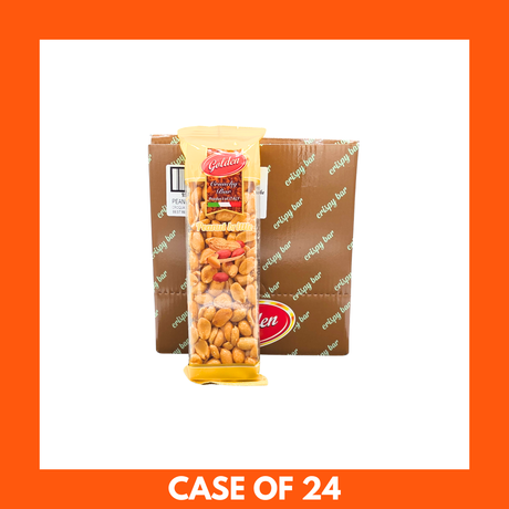 Close-up of peanut brittle showing caramelised peanuts