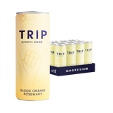 Close-up of TRIP Mindful Blends can showing magnesium and adaptogen ingredients