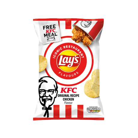 Bundle of 9 Lays KFC Chicken Crisps (150g each) — KFC-branded chicken-flavored potato crisps, ideal for sharing.