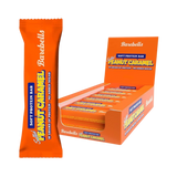 Pack of 12 Barebells Peanut & Caramel bars displayed on a white background