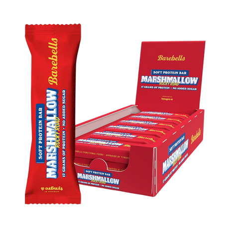 Box of 12 Barebells Rocky Road Protein Bars arranged neatly