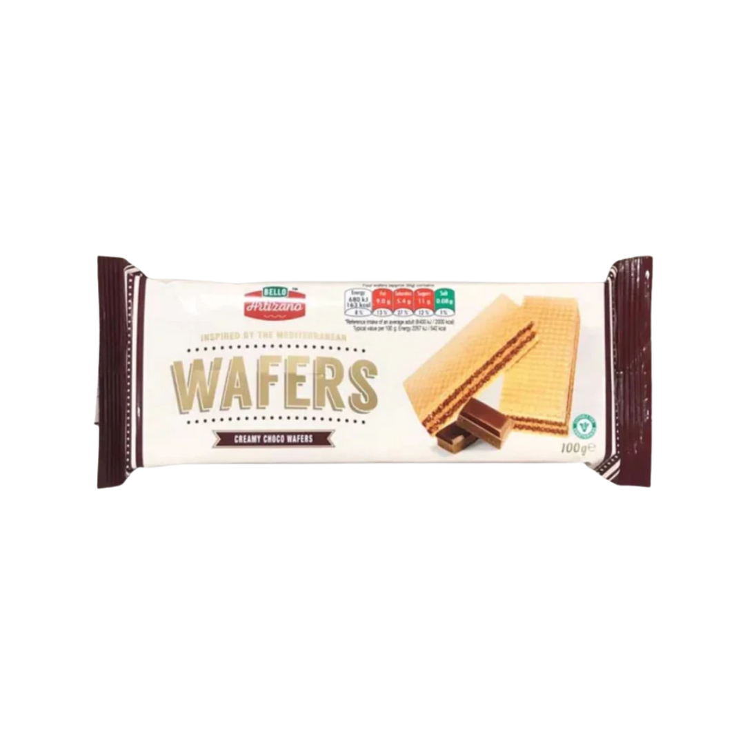 Stack of creamy chocolate wafers on a plate