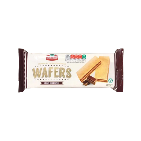 Stack of creamy chocolate wafers on a plate