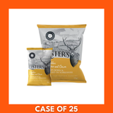 Single 40g bag of Listers Crisps Cheddar Cheese and Onion showing front packaging with brand and flavor