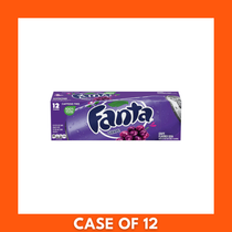 Fanta Grape 12 x 355ml — twelve purple cans (355 ml each) of grape-flavored Fanta in a branded multipack showing the Fanta logo and grape imagery