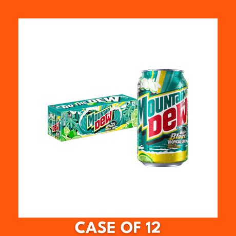 Mountain Dew Blast 12 x 355ml multipack — twelve 355 ml cans of Mountain Dew Blast in a packaged 12‑pack showing the bold Mountain Dew Blast logo and can artwork