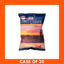 Box of ten 150g Kent Crisps Smoked Chipotle Chilli bags, front-facing packaging showing brand and flavour.