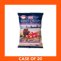 150g KENT Crisps Salt & Vinegar packet on a white background, close-up showing packaging details and crunchy salt-and-vinegar potato chips scattered in front.