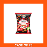 Single 100g pack of Oho Lentil Crisps in Hot and Spicy flavor — product shot of the snack bag with packaging artwork and visible spicy lentil crisps.