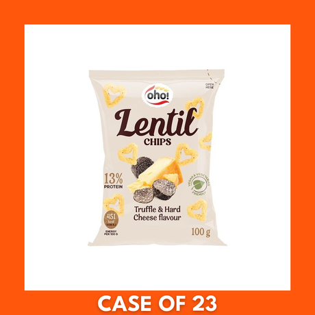Oho Lentil Crisps Truffle and Hard Cheese 100g bag showing front packaging with brand name and flavor