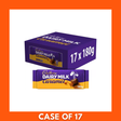 17-pack of Cadbury Dairy Milk Caramel 180g bars (each) in a purple branded multipack, showing creamy milk chocolate squares with soft caramel filling.