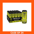 Cardboard carton of 24 Monster Lando Norris ZERO Sugar 500ml cans — black and neon green packaging showing the Monster claw logo and Lando Norris driver branding with prominent ZERO Sugar label