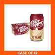 Dr Pepper Cream Soda 12-pack (12 x 355 ml) — twelve 355 ml aluminum cans displaying the Dr Pepper logo and “Cream Soda” label on cream-colored packaging, neatly arranged for retail