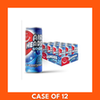 Pack of twelve Airheads Soda Blue Raspberry 12 fl oz cans — bright blue aluminum cans with Airheads logo and raspberry graphics, carbonated sweet blue raspberry soda.