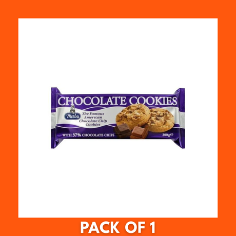 Merba Chocolate Chunk Cookies 200g single pack — front packaging with brand logo and photo of chocolate-studded cookies