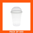 Close-up of a 500-count set of 12oz disposable smoothie cups and fitted lids, showing nested cups and lids ready for events, cafes, and catering.