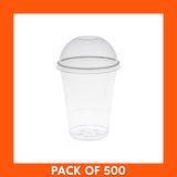 Bundle of 500 16oz smoothie cups and lids shown in a neat stack — lightweight, clear disposable cups designed for to-go smoothies, shakes and beverages.