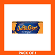 McVities Jaffa Cakes pack of 10 box with brand logo and images of chocolate coated sponge cakes with orange jelly