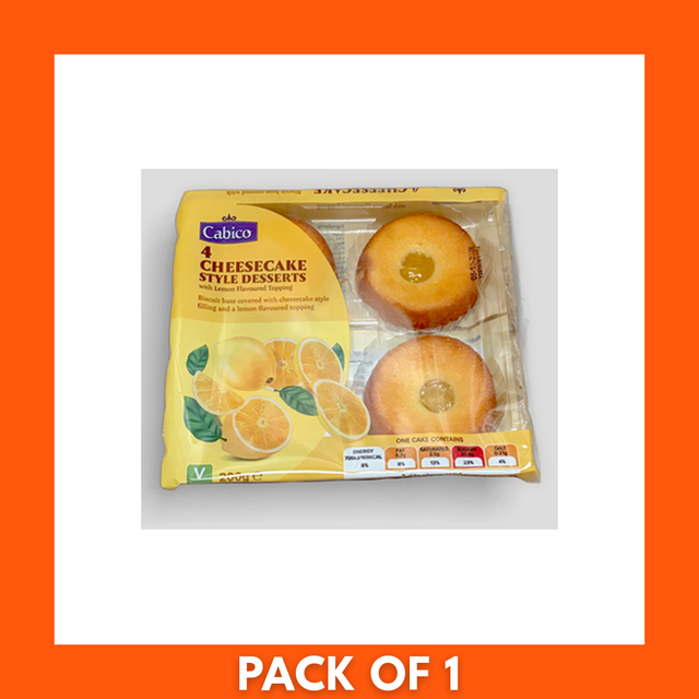 Cabico Lemon Cheesecake 200g sealed round tub with yellow branded label and lemon graphic — creamy chilled dessert