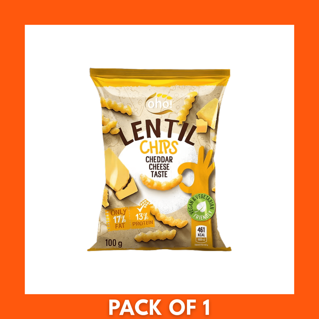 Oho Lentil Crisps with Cheddar Cheese 1 x 100g