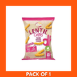 Oho Lentil Crisps Prawn Cocktail 100g — single retail bag of prawn cocktail‑flavored lentil crisps shown with several round, lightly seasoned crisps spilled in front, savory seafood‑style snack